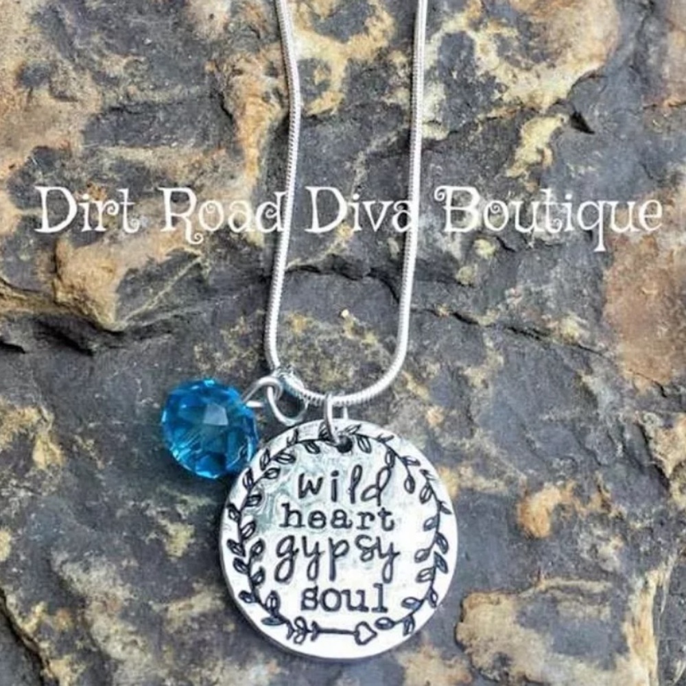 WILD HEART, GYPSY SOUL Necklace 20”  Silver Chain